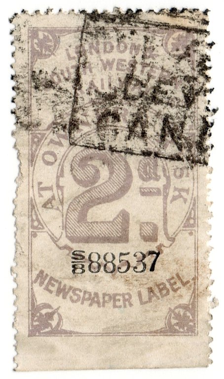 (I.B) London & South Western Railway : Newspaper Label 2d