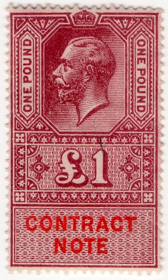 (I.B) George V Revenue : Contract Note &Acirc;&pound;1