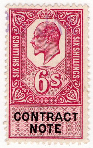 (I.B) Edward VII Revenue : Contract Note 6/-