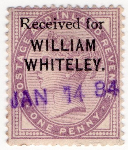 (I.B) QV Commercial Overprint : William Whiteley