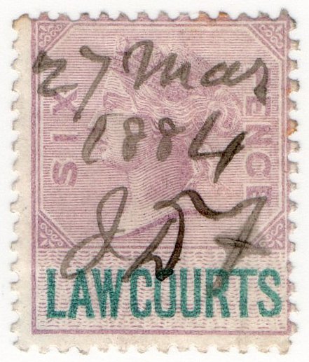 (I.B) QV Revenue : Law Courts (Scotland) 6d (inverted watermark)