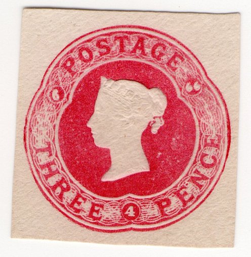 (I.B) QV Postal : Embossed Die 3d (1866)