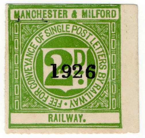 (I.B) Manchester & Milford Railway : Letter Stamp 2d