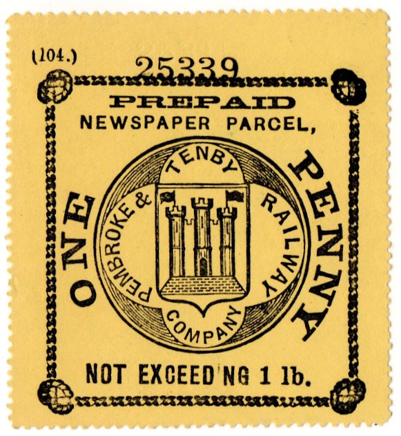 (I.B) Pembroke & Tenby Railway : Newspaper 1d (print error)