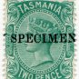(I.B) Australia Postal : Tasmania 2d Blue-Green (specimen)
