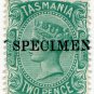 (I.B) Australia Postal : Tasmania 2d Blue-Green (specimen)