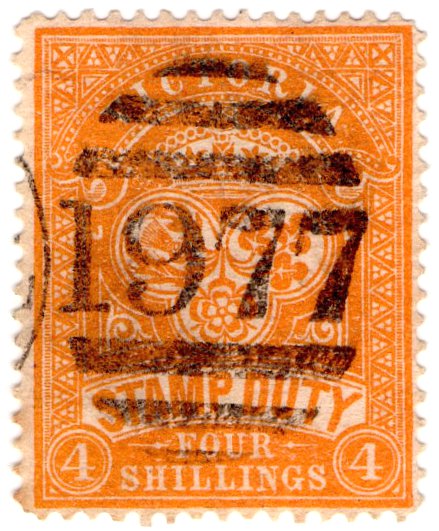 (I.B) Australia - Victoria Revenue : Stamp Duty 4/- (Rialto postmark)