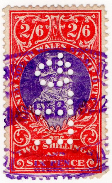 (I.B) Australia - NSW Revenue : Stamp Duty 2/6d (Liverpool & London perfin)