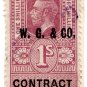 (I.B) George V Revenue : Contract Note 1/- (WG & Co pre-cancel)