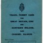 (I.B) George V Revenue : Travel Permit Card 5/- (complete document)