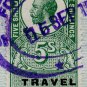 (I.B) George V Revenue : Travel Permit Card 5/- (complete document)