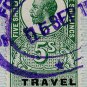 (I.B) George V Revenue : Travel Permit Card 5/- (complete document)