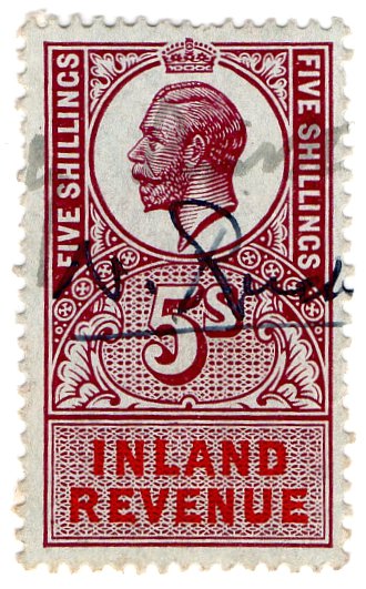(I.B) George V Revenue : Inland Revenue 5/-