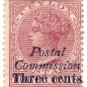 (I.B) Ceylon Revenue : Postal Commission 3c on 4c Purple (italic overprint)
