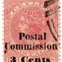 (I.B) Ceylon Revenue : Postal Commission 3c on 4c Red (postal)