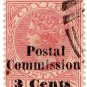 (I.B) Ceylon Revenue : Postal Commission 3c on 4c Red (postal)