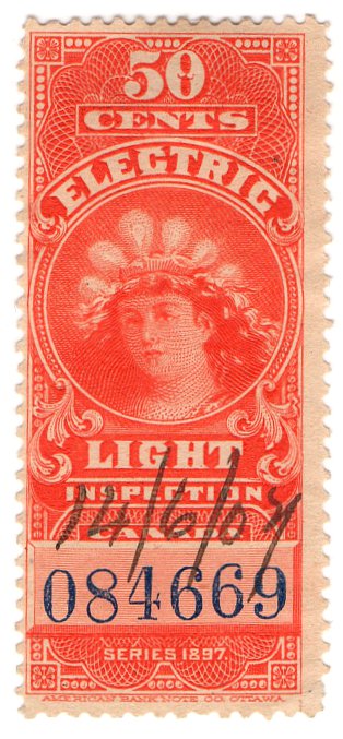 (I.B) Canada Revenue : Electric Light Inspection 50c