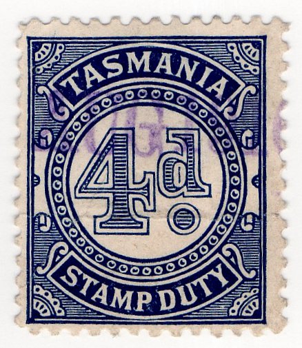(I.B) Australia - Tasmania Revenue : Stamp Duty 4d (inverted watermark)