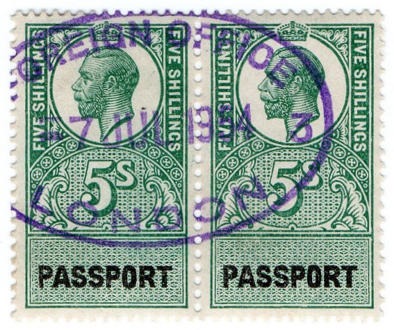 (I.B) George V Revenue : Passport 10/- (Foreign Office)