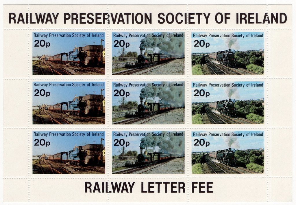 (I.B) Ireland Cinderella : Railway Preservation Society Mini-Sheet