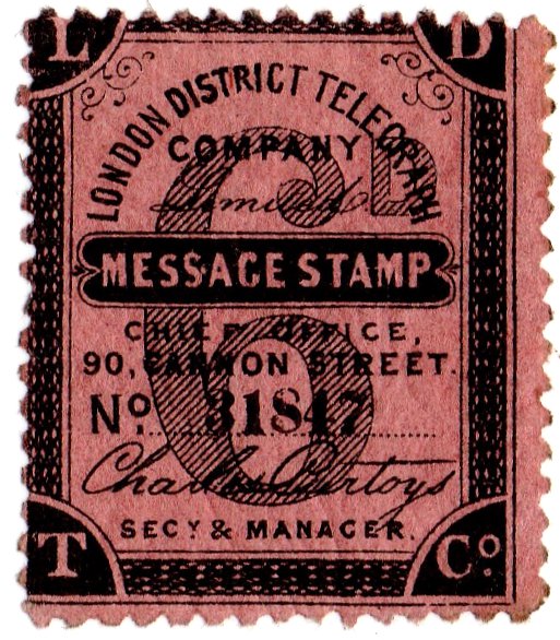 (I.B) London District Telegraph Company 6d