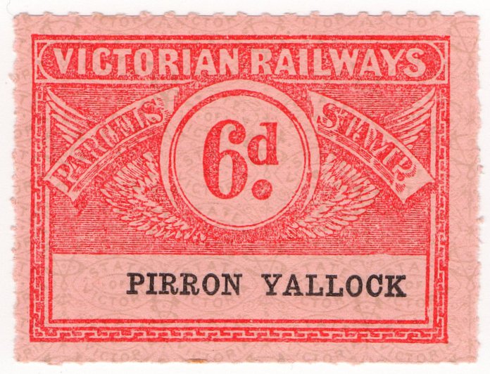 (I.B) Australia - Victoria Railways : Parcels 6d (Pirron Yallock)