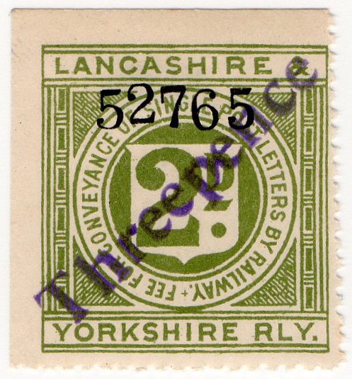 (I.B) Lancashire & Yorkshire Railway : Letter Stamp 3d on 2d OP