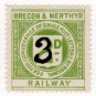 (I.B) Brecon & Merthyr Railway : Letter Stamp 3d on 2d OP