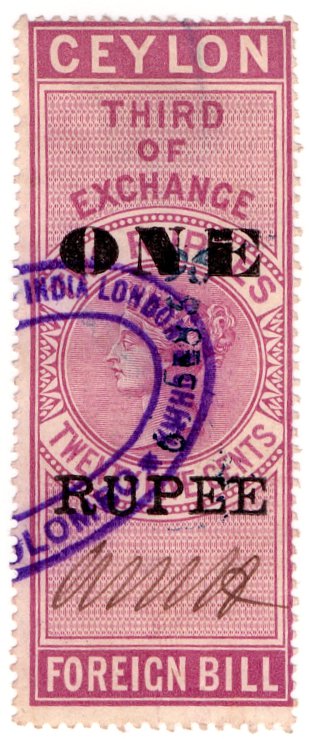 (I.B) Ceylon Revenue : Foreign Bill 1R on 2R 25c OP
