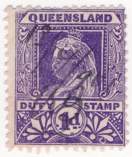 (I.B) Australia - Queensland Revenue : Stamp Duty 1d (Widow's Weeds)