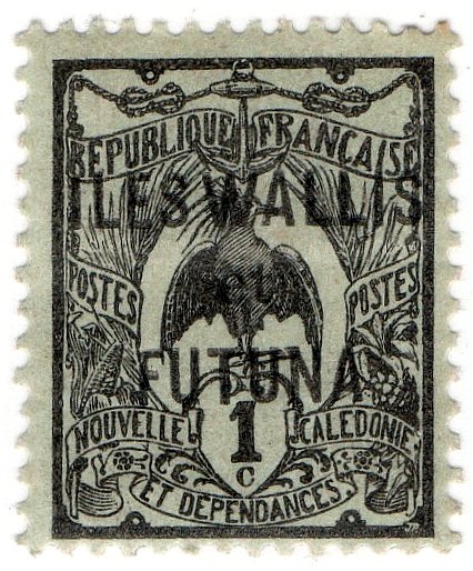(I.B) France Colonial Postal : Wallis & Futuna Overprint 1c (New Caledonia)