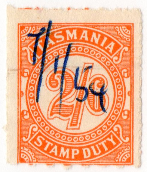 (I.B) Australia - Tasmania Revenue : Stamp Duty 2/6d (underprint)
