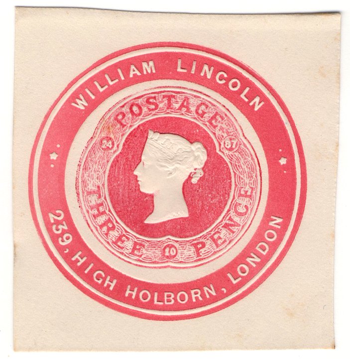 (I.B) QV Postal : Newspaper Wrapper - William Lincoln 3d (Advertising Ring)