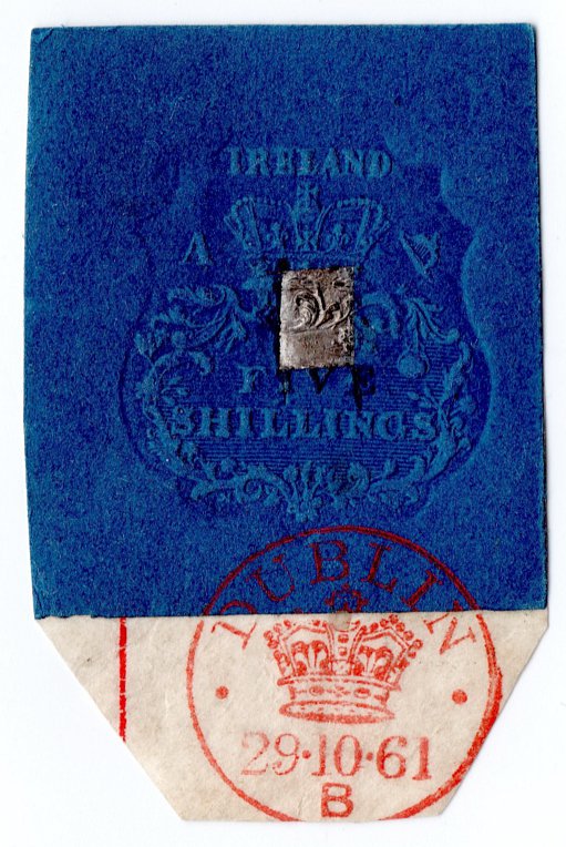 (I.B) QV Revenue : Ireland Impressed Duty 5/- (Dublin 1861)