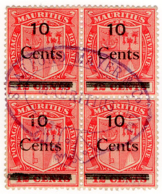 (I.B) Mauritius Revenue : Duty 10c on 12c OP