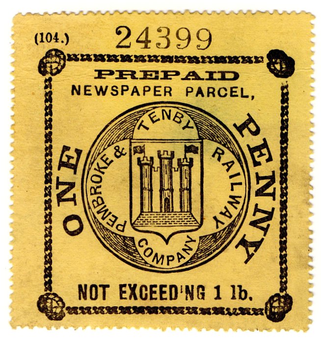 (I.B) Pembroke & Tenby Railway : Newspaper Parcel 1d