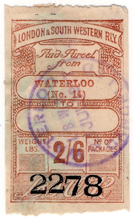 (I.B) London & South Western Railway : Parcels 2/6d (Waterloo)