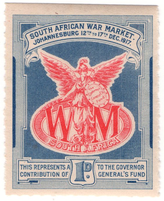 (I.B) South Africa Cinderella : War Market 1d (1917)