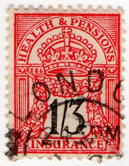 (I.B) George V Revenue : Health & Pensions Insurance 1/3d (postally used)