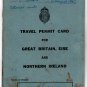 (I.B) George V Revenue : Travel Permit Card 10/- (complete document)