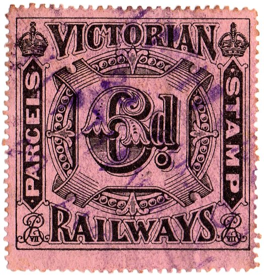 (I.B) Australia - Victoria Railways : Parcels 6d (inverted watermark)