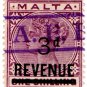 (I.B) Malta Revenue : Duty Stamp 3d on 1/- OP (AEB pre-cancel)