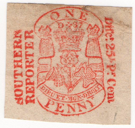 (I.B) QV Revenue : Newspaper Duty 1d (Southern Reporter)