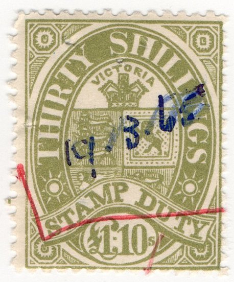 (I.B) Australia - Victoria Revenue : Stamp Duty &Acirc;&pound;1 10/-