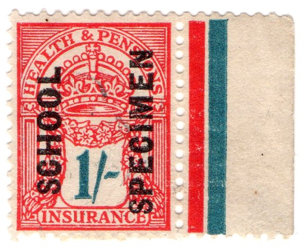 (I.B) George V Revenue : Health & Pensions Insurance 1/- (school specimen)