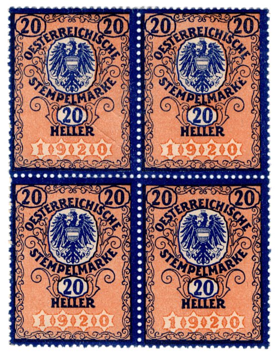 (I.B) Austria/Hungary Revenue : Stempelmarke 20h