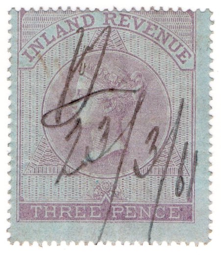(I.B) QV Revenue : Inland Revenue 3d Lilac (SG F10) blue paper