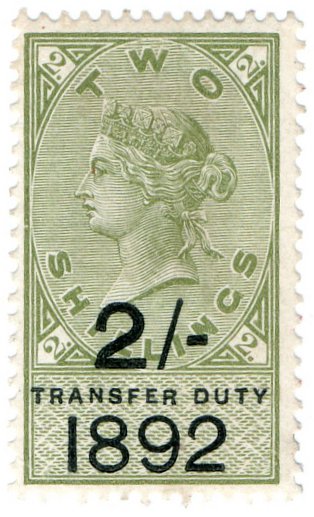 (I.B) QV Revenue : Transfer Duty 2/- (1892)