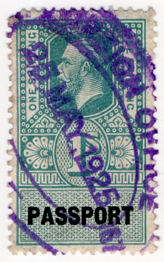 (I.B) George V Revenue : Passport Office 1/-