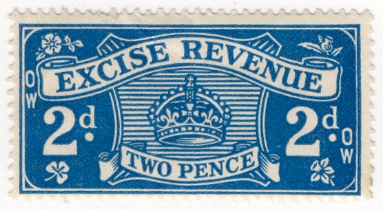 (I.B) Excise Revenue : 2d Blue (1925)